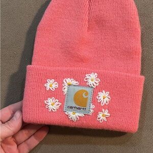 Carhartt Toddler Pink Beanie with Floral Design